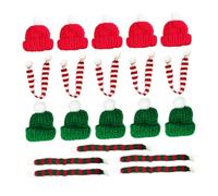 Gogogmee 20 Piezas Gorro y Bufanda Miniatura de Punto para Decoración Navideña Accesorios para Botellas y Tazas Bufandas Complementos DIY para Fiesta y Shower