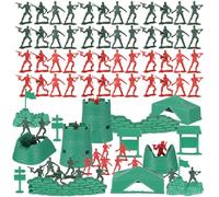 Gogogmee 200 Piezas de Figuras Militares de Plástico para Juegos Infantiles Modelo de Soldado para Simulación y Decoración Kit de Mini Soldados en Rojo y Verde Juguete Educativo