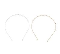 Gogogmee 2piezas Diadema De Cristal Perlas Accesorio Retro Cabello Unidades Color Plateado y Dorado