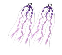 Gogogmee 2piezas Extensiones de Cabello de Colores para Niñas Coletas Largas Trenzadas de Burbujas Sintéticas Banda Cabello para Cosplay