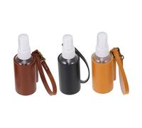 Gogogmee 3 piezas Botellas de Perfume con Llavero y Funda de PU Portátiles y Ligeras para Viaje Diseño Compacto y Práctico Colores Negro Marrón Oscuro y Amarillo para Colgar Mochila o