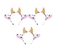 Gogogmee 3 Piezas de Diademas de Cuerno de Vaca para Disfraz, Accesorio de Tela Cómodo y Creativo para Fiesta y Cosplay