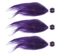 Gogogmee 3 Piezas Extensiones de Trenzas Púrpuras Sintéticas Preestiradas para Mujer Cabello Liso para Crochet Peluca Afro Dreadlock y Ligera