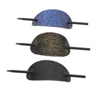 Gogogmee 3 Piezas Horquillas Ovaladas Vintage de Cuero Artificial para Recoger Cabello Pasadores Estables para Moños y Peinados Elegantes de Mujer