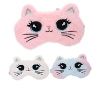 Gogogmee 3 piezas Máscara de Ojos Portátil con Diseño de Gato Ligera y Transpirable para Dormir y Relajación Casa y Oficina