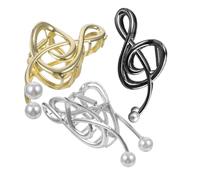 Gogogmee 3 Pinzas De Metal Para El Pelo Con Diseño De Nota Musical, Perlas Falsas Gruesas, Accesorios Para El Cabello Para Mujer, Pinzas Para La Mandíbula Para Un Peinado Elegante.