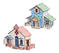 Gogogmee 3D Puzzle de Madera DIY Casa Modelo Educativo Juego Creativo para Construir Decoración de Escritorio 2 Piezas