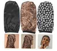 Gogogmee 3piezas Gorros De Dormir Multifunción Para Mujer Estampado De Tigre Negro y Lazo Para Cuidado Del Cabello Ducha y Uso Nocturno
