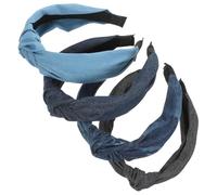 Gogogmee 4 piezas Diademas de Nudo de Vaquera para Mujer de Negro y Azul Accesorios Ligeros y Cómodos para Cabello Cintillos de Moda para Otoño
