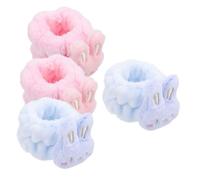 Gogogmee 4 Piezas lavar la correa de la muñeca bandas para lavado de cara banda portátil bandas de lavado de cara de muñeca banda de cuidado de la piel muñequera cómoda Tela (pelusa)