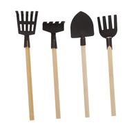 Gogogmee 4 Piezas Mini Herramientas de Jardinería para Pala Rastrillo y Horquilla de Mano Juguetes Seguros para Decoración de Casas de Muñecas y Jardines Miniatura