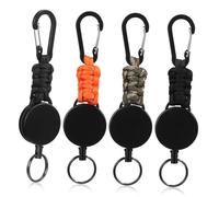 Gogogmee 4 Piezas Paracord De Llavero Retráctil Deber Extensible Titular De La Insignia Telescópico Exterior Correa De Llave Retráctil Clip Porta Poliéster