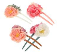 Gogogmee 4 Piezas U-shaped Chinese Flower Hair Sticks Vintage Fabric Hairpins For Women Long Hair Updo Traditional Lightweight Bun Forks For Elegant Styling And Festival Accessories