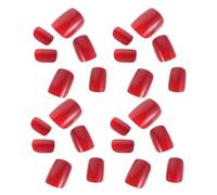 Gogogmee 5 Juegos Uñas Postizas Rojas Ultradelgadas Cuadradas Cortas con Pegamento Jelly y Pulidor Kit para Fiesta Navidad y Festival