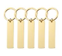 Gogogmee 5 Llaveros Colgantes en Acero Inoxidable Dorado Superficie Lisa y Anilla para Colgar, Ideales para Personalizar y Decorar en Libre