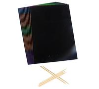 Gogogmee 55 Piezas Papel para Rascar para Kit Creativo Estilógrafo de Madera Material Educativo Seguro y Fácil de Usar para Manualidades y Dibujo Infantil