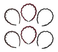 Gogogmee 6 Piezas Diademas para Chicas con Ondas de Terciopelo Antideslizantes Volumen de Rojo Café y Negro para Lavado de Cara y Maquillaje