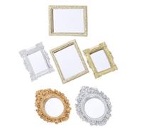 Gogogmee 6 Piezas Espejos Miniatura Vintage para Muebles de Casita de Muñecas Decorativos y para Dormitorios y Baños Escenas de Casas Miniatura