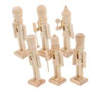 Gogogmee 6 Piezas Muñecos Cascanueces Madera sin Pintar DIY Decoración Artesanal Navideña para Pintar y Personalizar