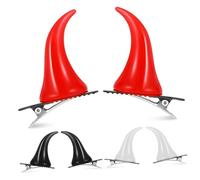 Gogogmee 6 Piezas para Cabello Demonio de Resina para Halloween Clips con Cuernos Decorativos Negro Blanco y Rojo Accesorios para Fiestas y Cosplay con Sujeción