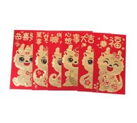 Gogogmee 6 Piezas Sobres Rojos Chinos Año Dragón de Dinero de Papel con Diseño de Dibujos Animados para Festival Lunar Suerte y Prosperidad