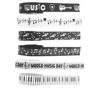 Gogogmee 6 Rollos Cinta de Notas Musicales Negras y Blancas para Manualidades Decoración de Regalos Arreglos con Flores y Fiestas Temáticas Musicales
