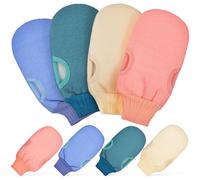 Gogogmee 8 Guantes de Ducha Exfoliantes Corporales Puños Elásticos Manoplas Exfoliantes para Mujer y Hombre Colores Beige Verde Azul y Rosa Ideales para Limpieza Profunda y Masaje Baño