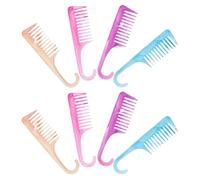 Gogogmee 8 Piezas Peine de Dientes Anchos Curvado con Gancho para Peinar y Desenredar Cabello Rizado Seco y Mojado para Hombres y Mujeres Peine de Plástico para Uso Familiar Estilizado y