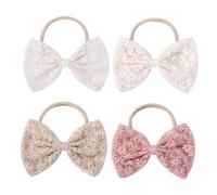 Gogogmee Bandas Elásticas Cabello Lazo Coleteros Lazo Para Mujer y Niña 4 Piezas Elásticos Decorativos Sin Marcar Ajustables Para Fiestas Cumpleaños Navidad