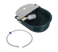 Gogogmee Bebedero Automático para Animales Multiespecie con Válvula Flotador Cuenco Plástico Verde y Manguera Trenzada de Acero Inoxidable de Fácil Instalación para Establos y Ahorro de