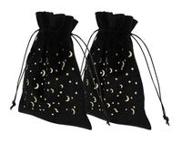 Gogogmee Bolsa de Terciopelo Negro con Cordón para Barajas de Tarot y Joyas, Organizador Protector y Práctico, Pack de 2 Unidades para Obsequio