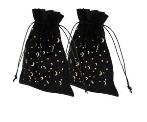 Gogogmee Bolsa de Terciopelo Negro con Cordón para Barajas de Tarot y Joyas, Organizador Protector y Práctico, Pack de 2 Unidades para Obsequio