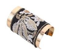 Gogogmee Brazalete Metálico Cabello Bordado Negro, Sujeción Fuerte, Para Mujer, Elegante Complemento Para Coletas y Peinados, Accesorio De Moda Para Bodas y Uso Diario