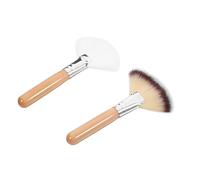 Gogogmee Brochas de Maquillaje en Abanico Cerdas de Nylon y Mango de Madera para Polvos Fijadores 2 Piezas Cómodas para Uso Diario en Maquillaje Facial