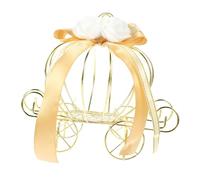 Gogogmee Caja de Dulces Estilo Europeo Forma de Carroza de Calabaza con Adorno de Caja de Regalo para Boda y Fiesta Contenedor de Golosinas Decorativo de Hierro Color Marrón