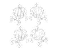 Gogogmee Caja de Dulces para Bodas 4 Piezas Carroza Calabaza Pequeña de Hierro Decoración Centro de Mesa Versátil para Fiestas y Celebraciones Caja Metálica Obsequio Elegante