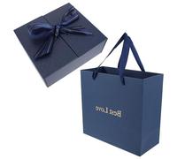 Gogogmee Caja de Obsequio Azul Lazo de Cinta Doble Apertura Tamaño 20X18X8 CM Material Resistente para Embalaje de Cosméticos Dulces y Manualidades Incluye Bolsa de Obsequio