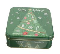 Gogogmee Caja de Regalo Navideña de Hojalata Verde con Tapa Contenedor Portátil para Dulces Galletas y Chocolates Estuche Decorativo Multiusos para Fiestas y Almacenaje