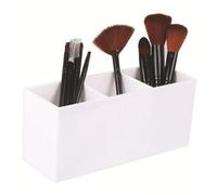 Gogogmee Caja Organizadora Acrílica para Brochas de Maquillaje con Tres Compartimentos Exhibidor de Pinceles y Lápices de Maquillaje para Escritorio y Almacenamiento Doméstico