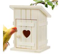 Gogogmee Casita para Pájaros Pequeña de Madera Natural sin Pintar Caja Nido para Periquitos y Aves Pequeñas Diseño Robusto 8X7X10 CM Adecuado para Jardín y Decoración Exterior