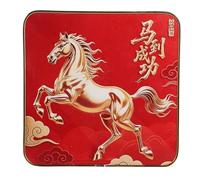 Gogogmee Centro de Mesa del Año Chino 2026 Caballo Decorativo en Marco Dorado de Madera 20x20 Cm, Adorno Inspirador para Decoración del Hogar y Oficina, Estatua Caballo Auspicioso