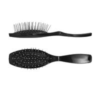 Gogogmee Cepillo Antiestático para Pelucas con Cerdas de Acero 2 Unidades Negras con Cojín Desenredante para Extensiones de Cabello Sintético y Natural Adecuado para Cabello Rizado