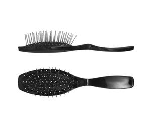 Gogogmee Cepillo Antiestático para Pelucas con Cerdas de Acero 2 Unidades Negras con Cojín Desenredante para Extensiones de Cabello Sintético y Natural Adecuado para Cabello Rizado