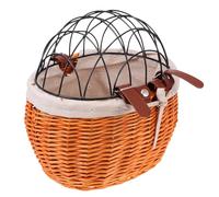 Gogogmee Cesta de Bicicleta de Mimbre Práctica para Mascotas y Compras Cesta Delantera Tejida Resistente Color Miel Fácil Instalación para Paseo al Aire Color Aleatorio