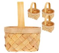 Gogogmee Cesto Mimbre Pequeño Tejido a Mano de Madera Beige para Almacenamiento y Decoración Hogar, Juego de 4 Cestas Prácticas y Elegantes para Propuestas