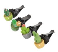 Gogogmee Clips para Ambientadores de Ventilación de Coche Diseño de Cactus, 4 Piezas de Resina Decorativas para Accesorios Interiores y Eliminación de Olores