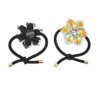 Gogogmee Coleteros Elásticos Cristales y Flores de Pedrería 2 Piezas Morado y Champán Gomas Pelo Negras de Alta Elasticidad Accesorios para Niñas y Mujeres Uso Diario y Eventos