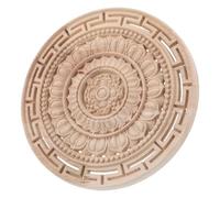 Gogogmee Decoración de Madera Tallada Mandala Floral sin Pintar Aplique Redondo para Muebles Adhesivo para Puertas Armarios Cómodas y Camas con Estilo Europeo Elegante