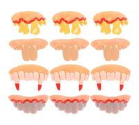 Gogogmee Dentaduras Postizas para Halloween 12 Piezas Surtidas Dientes de Vampiro Zombi Conejito y Bifurcados de Goma Seguras y Reutilizables Accesorios Divertidos para Fiestas y