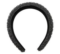 Gogogmee Diadema Ancha Mujer con Pedrería Brillante Cinta para Pelo con Strass para Fiesta y Boda Accesorio Elegante con Incrustaciones de Cristales Diseño Acolchado Negro para Uso Diario